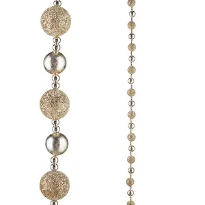 5' Champagne and Iced Silver Ball Garland