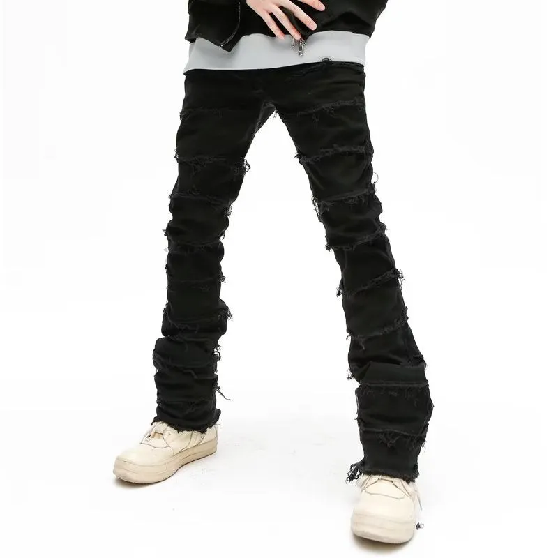 American Black Destroy Washed Stacked Jeans