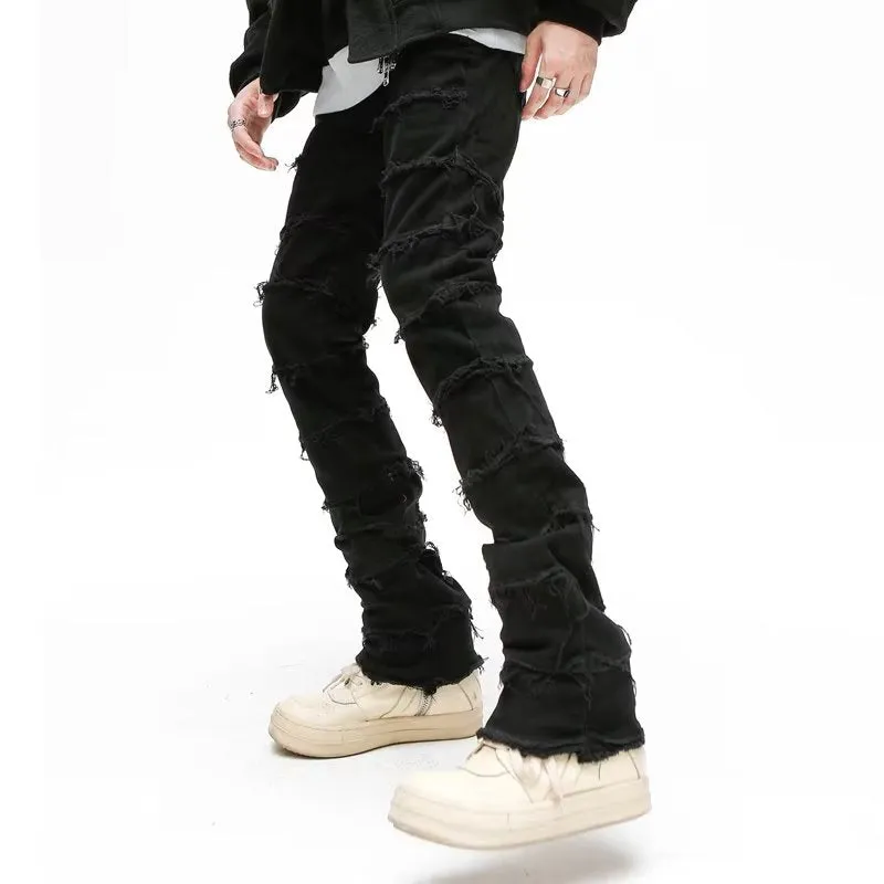 American Black Destroy Washed Stacked Jeans