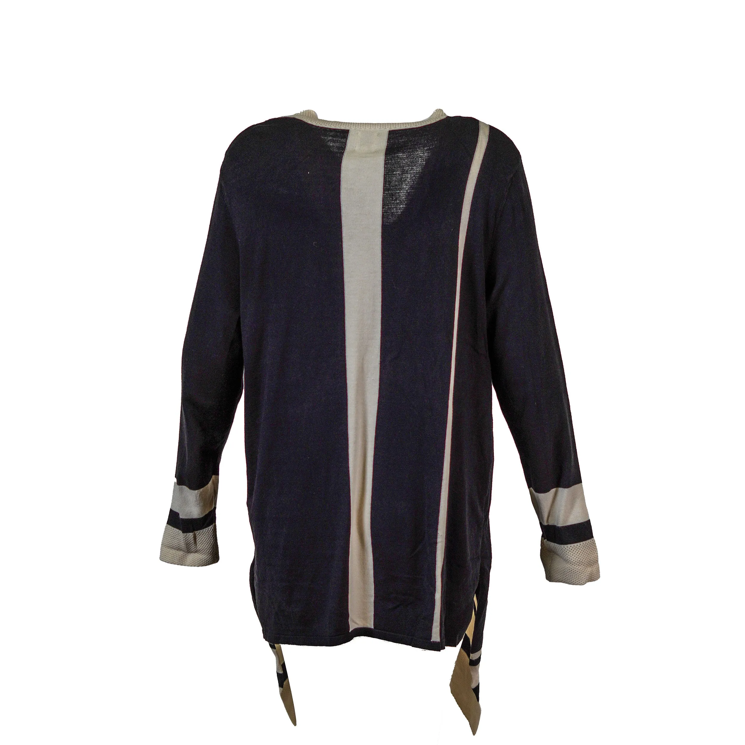Anne Klein Women's Open Front Color Block Cardigan Black White Size XL