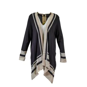 Anne Klein Women's Open Front Color Block Cardigan Black White Size XL