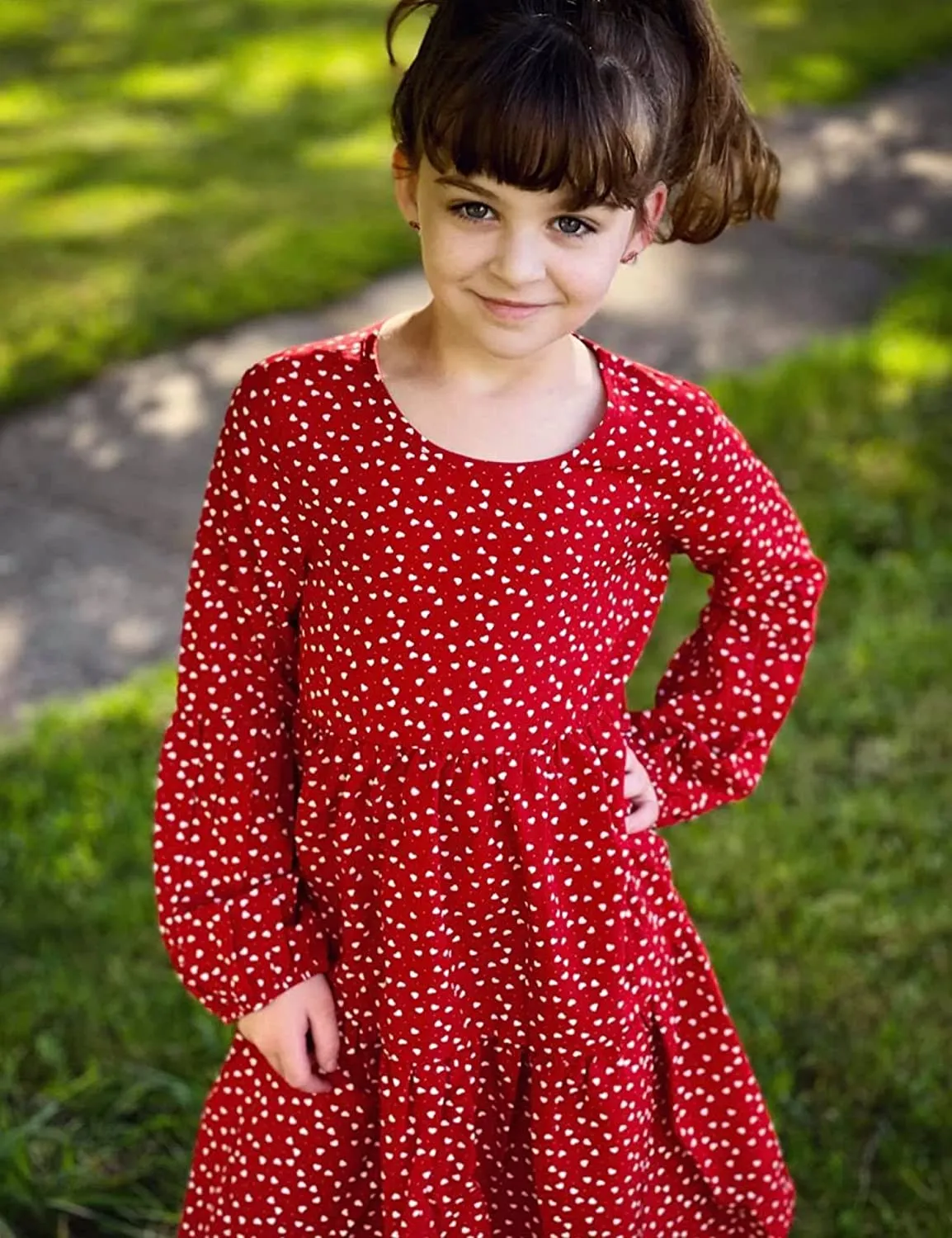 Arshiner Girls Dress Long Lantern Sleeve Loose Flowy Swing Ruffle Tunic Dresses