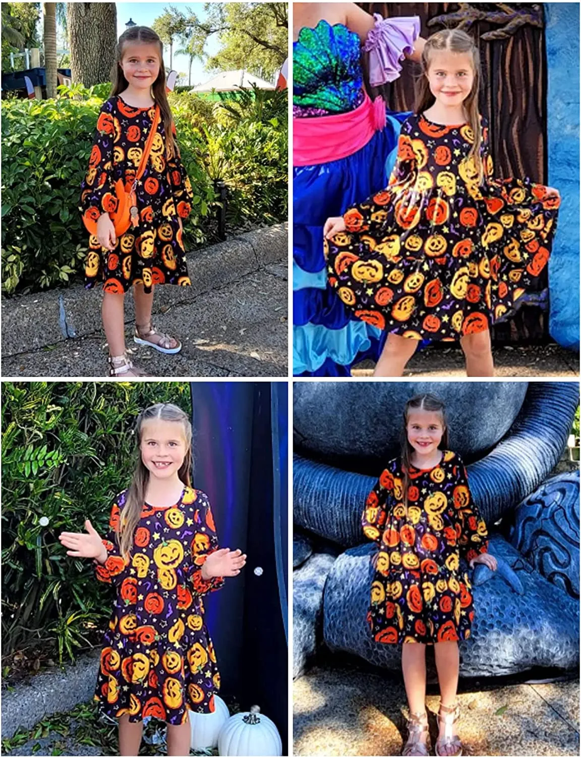 Arshiner Girls Dress Long Lantern Sleeve Loose Flowy Swing Ruffle Tunic Dresses