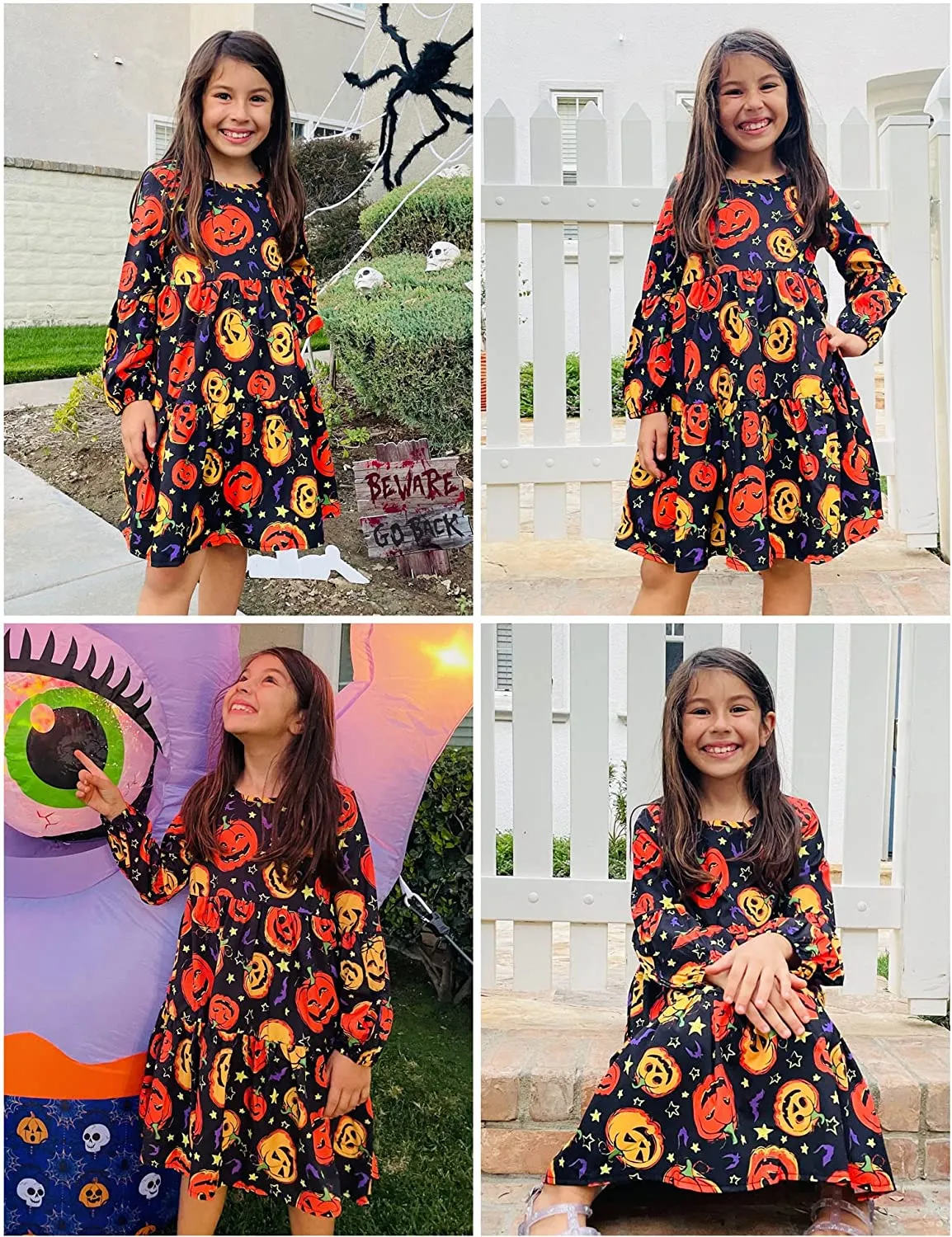Arshiner Girls Dress Long Lantern Sleeve Loose Flowy Swing Ruffle Tunic Dresses