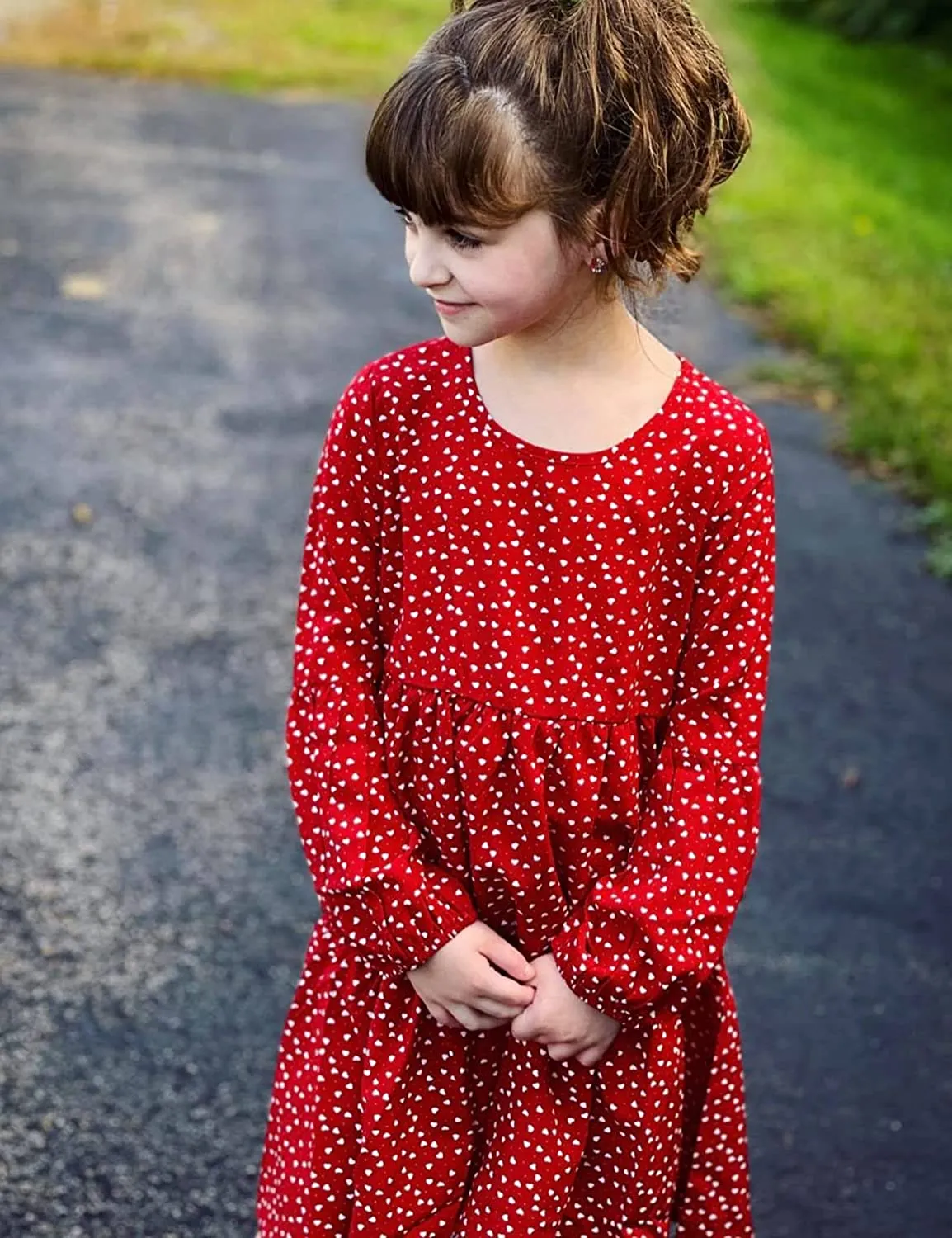 Arshiner Girls Dress Long Lantern Sleeve Loose Flowy Swing Ruffle Tunic Dresses