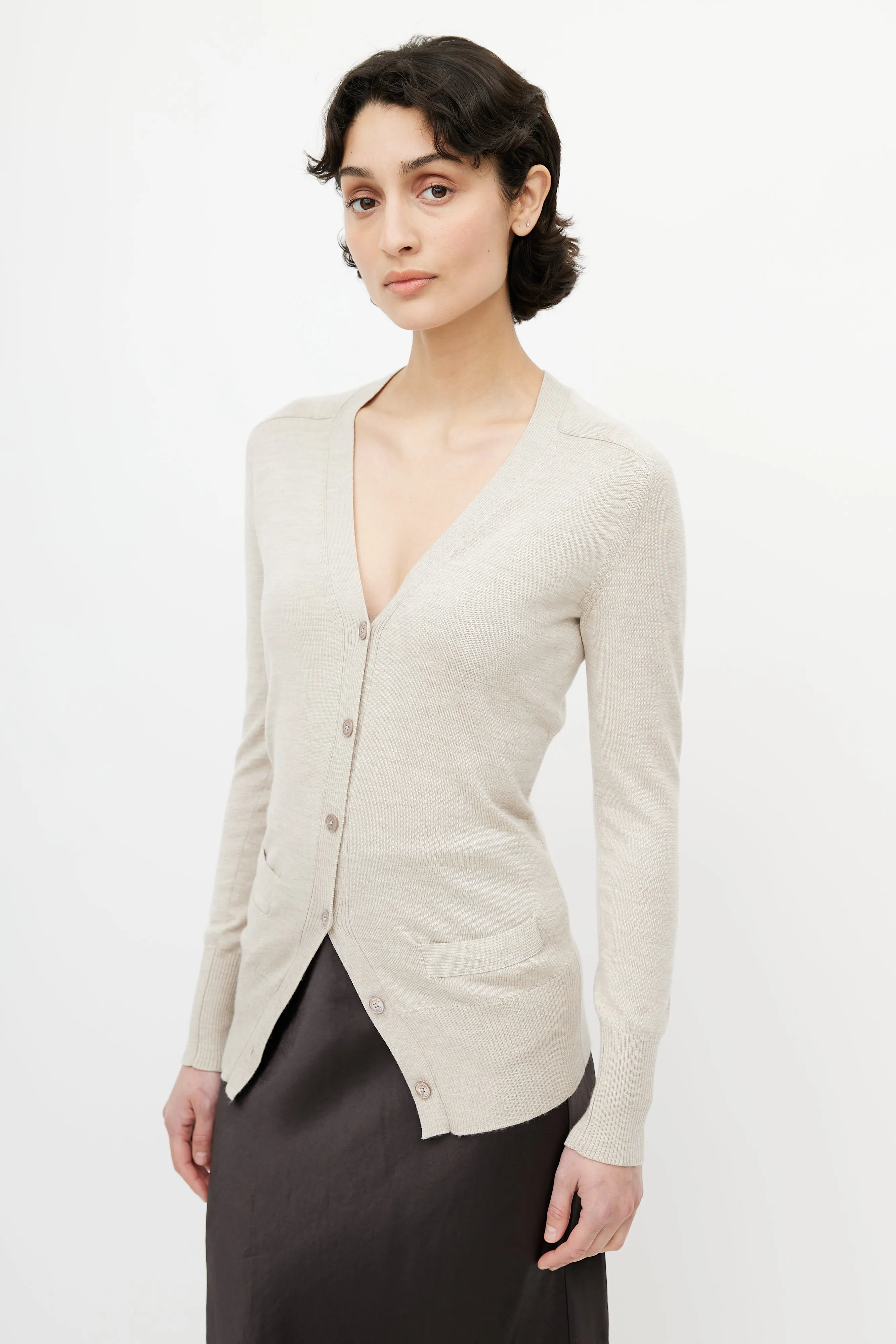 Beige Cashmere Cardigan