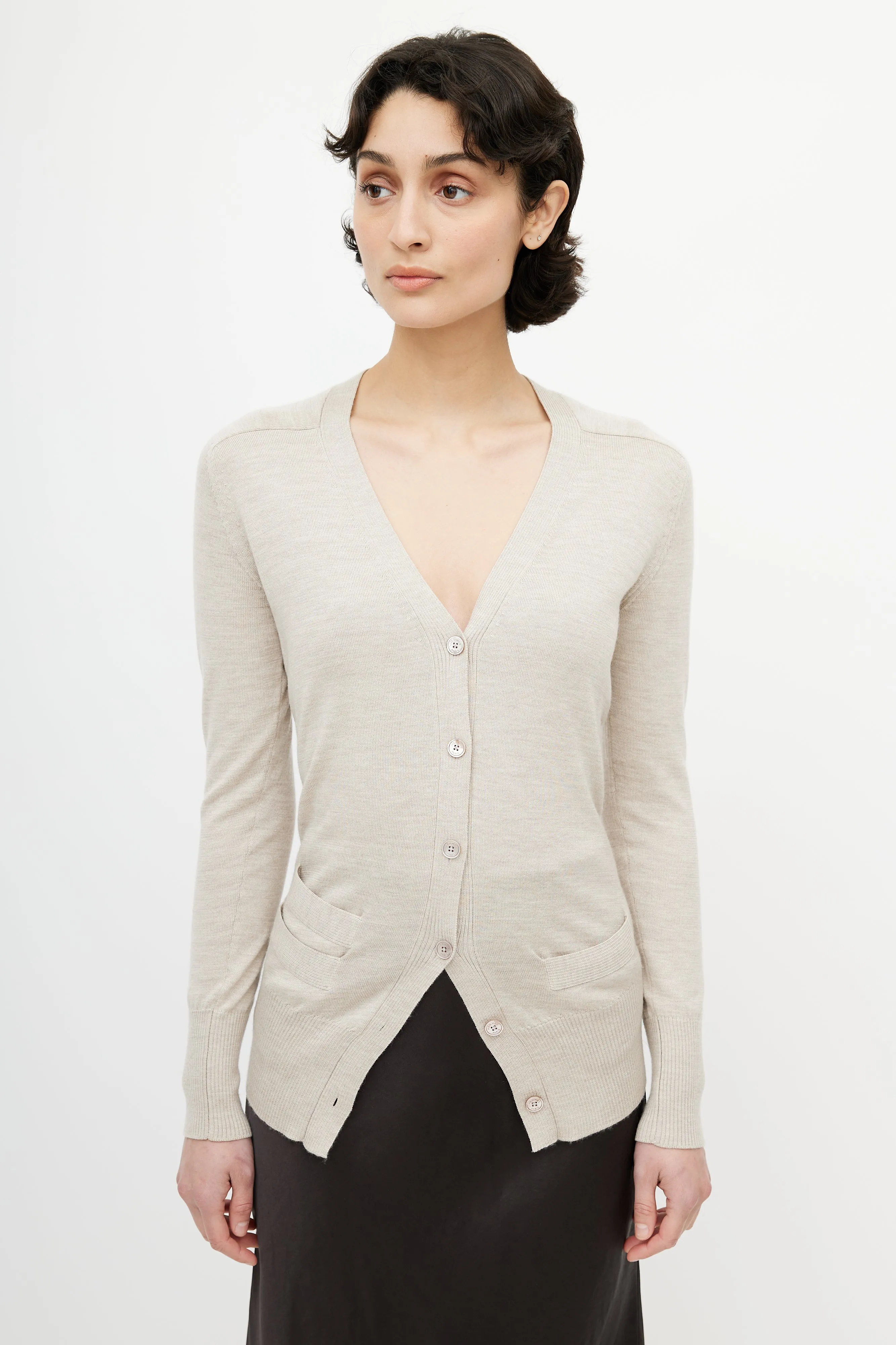 Beige Cashmere Cardigan