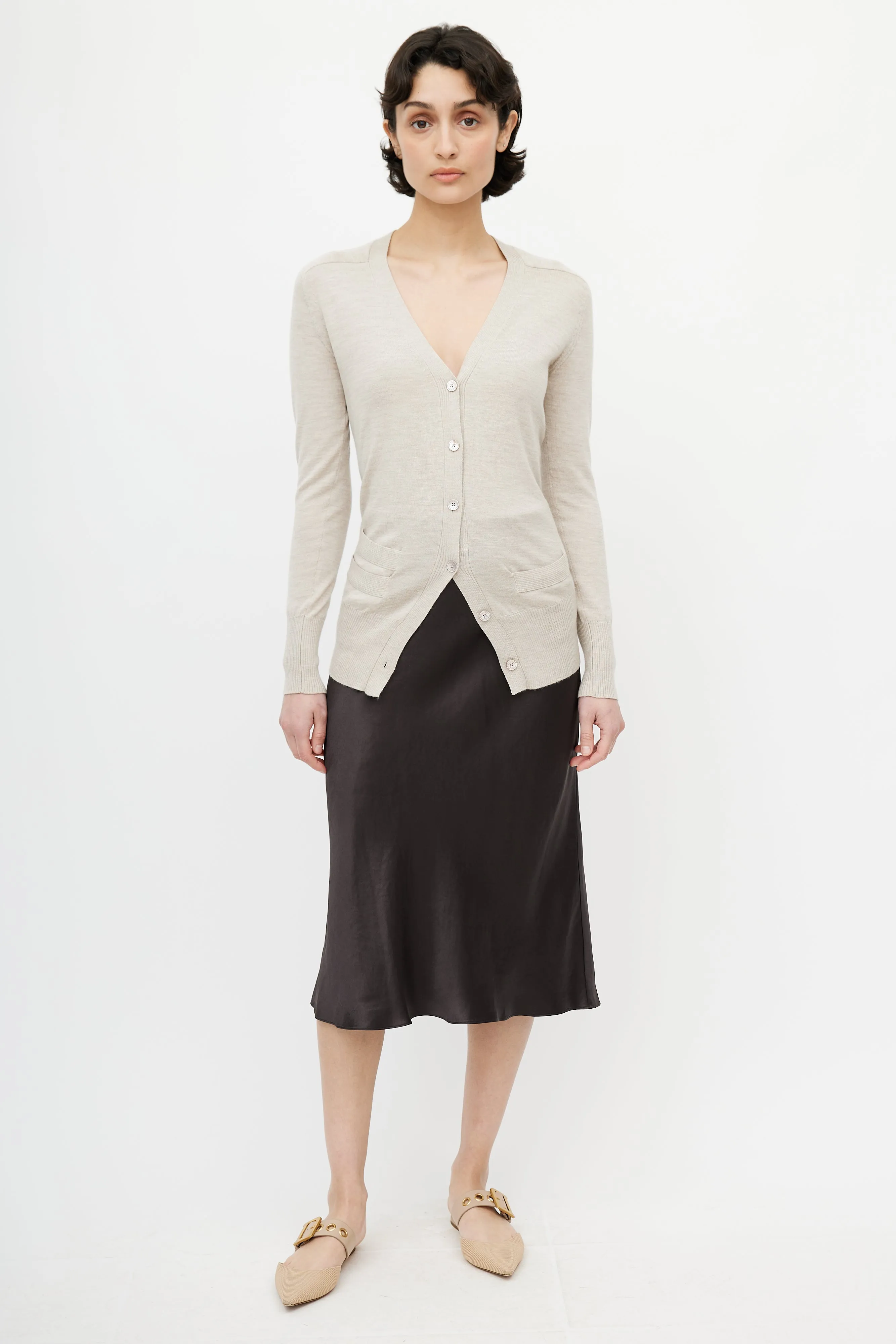 Beige Cashmere Cardigan