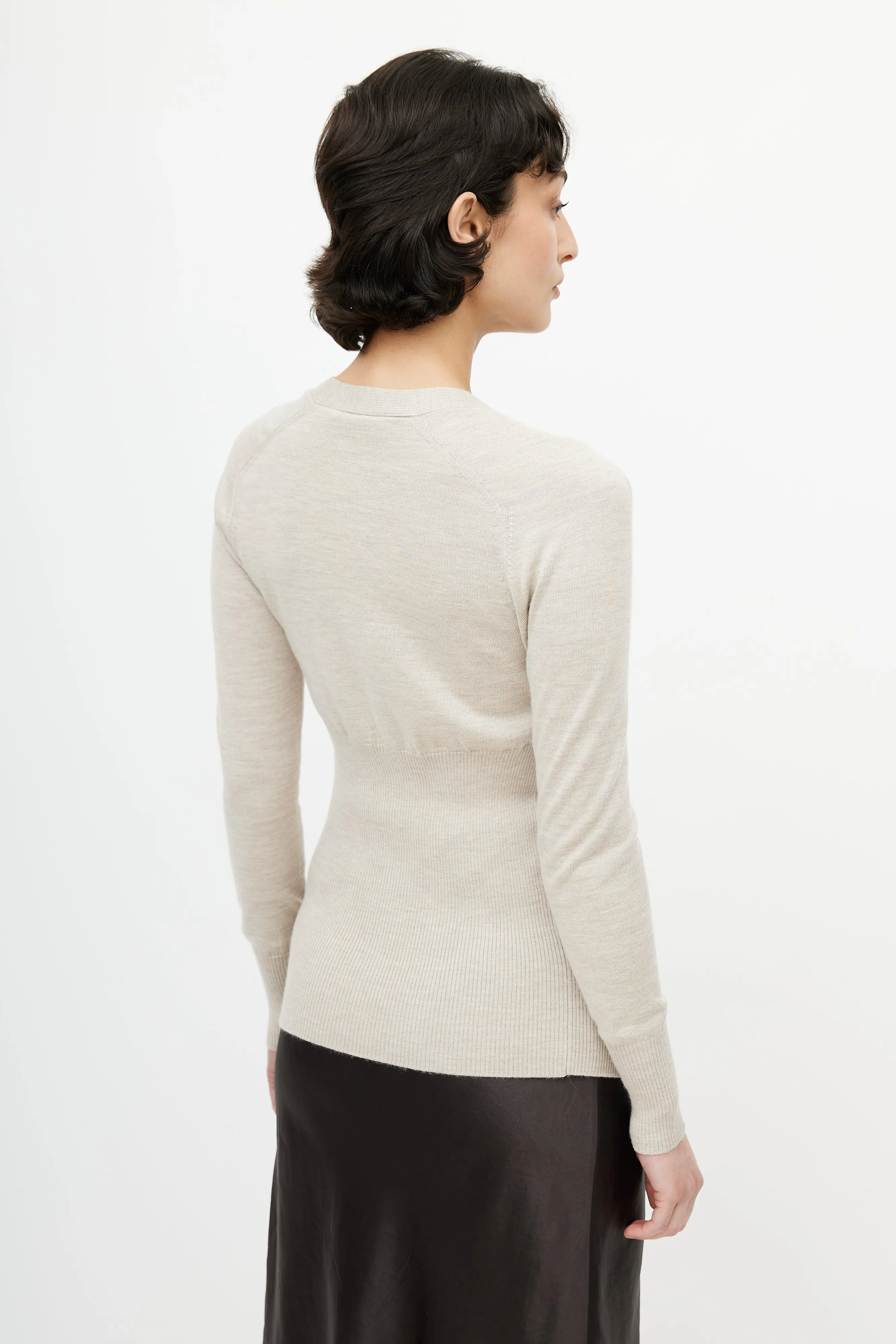 Beige Cashmere Cardigan