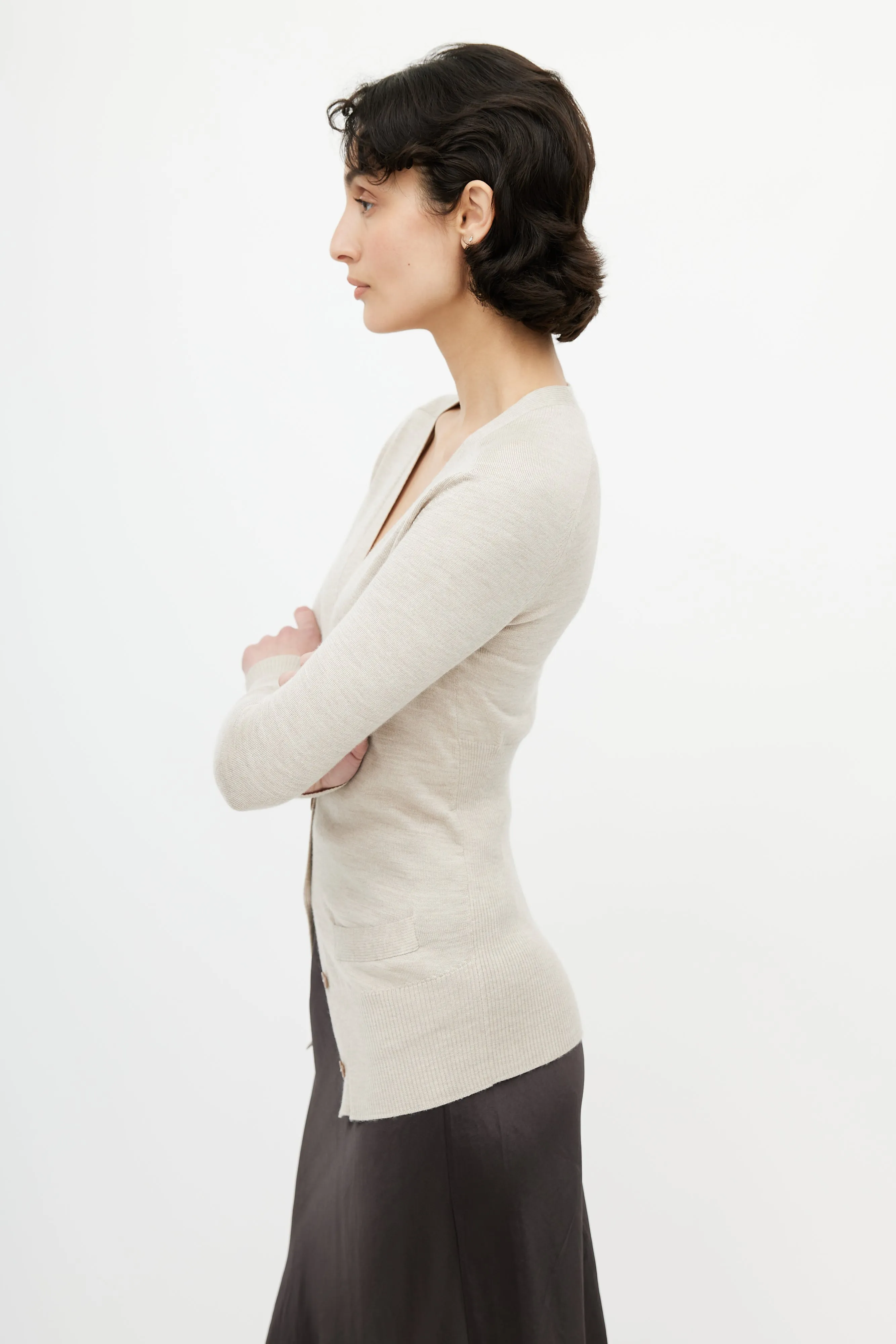 Beige Cashmere Cardigan
