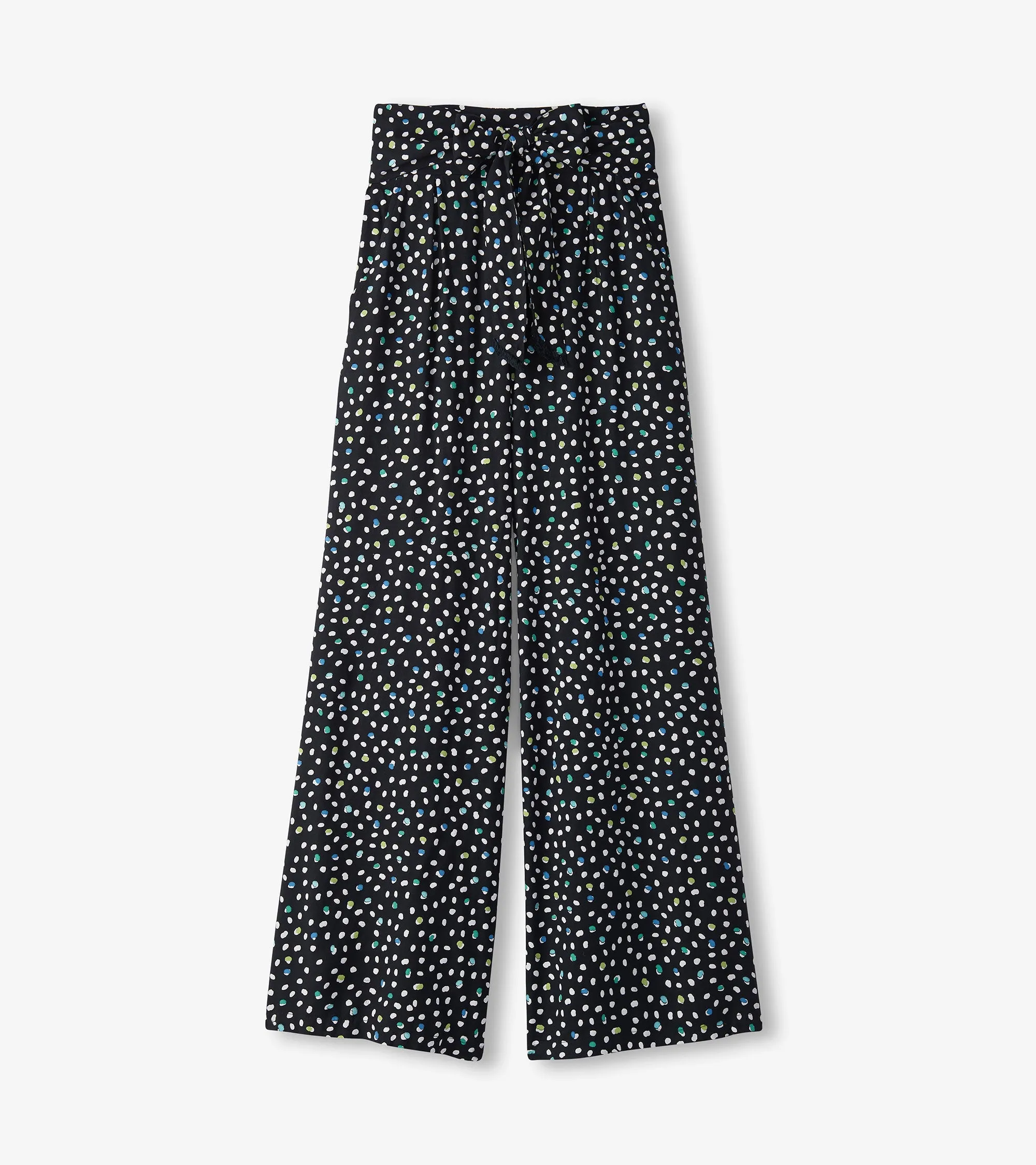 Belted Wide Leg Pants - Multi Dots