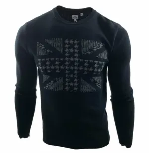 Ben Sherman Men's Union Jack Jacquard Sweater Black Size Small