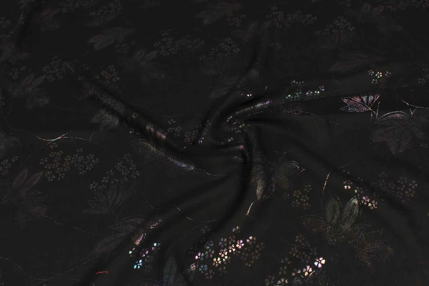 Black Foil Printed Georgette Fabric