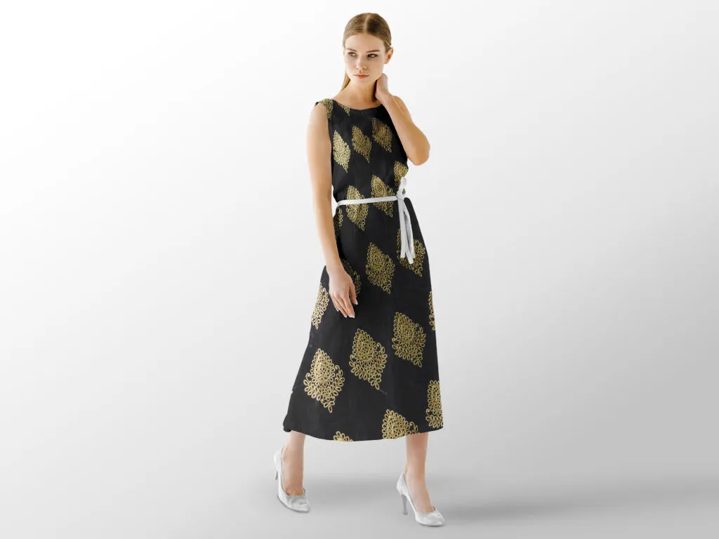 Black Golden Floral Zari Work Embroidered Taffeta Velvet Fabric