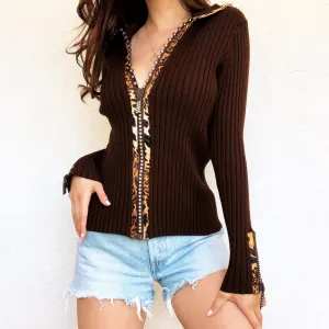 Brown Leopard Cardi Top