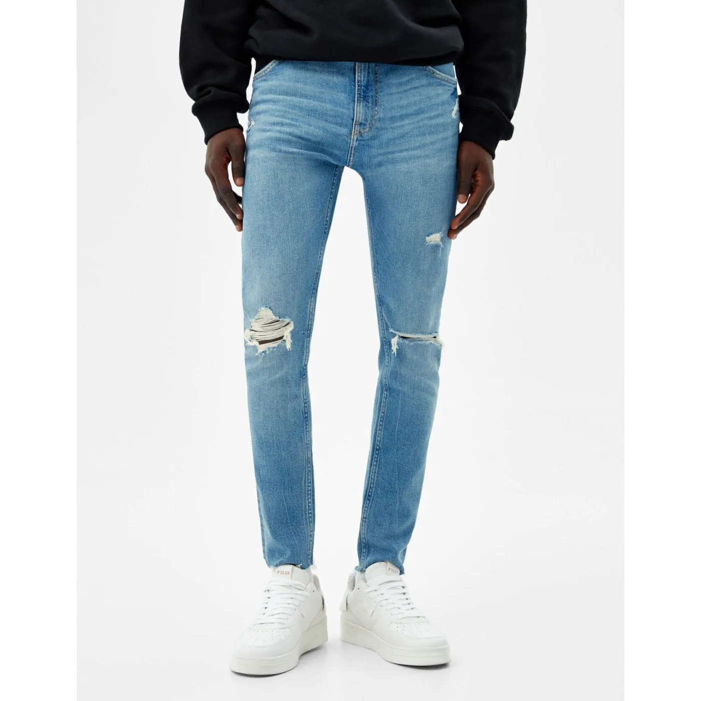 BSK Super Skinny Light Blue Ripped Jeans