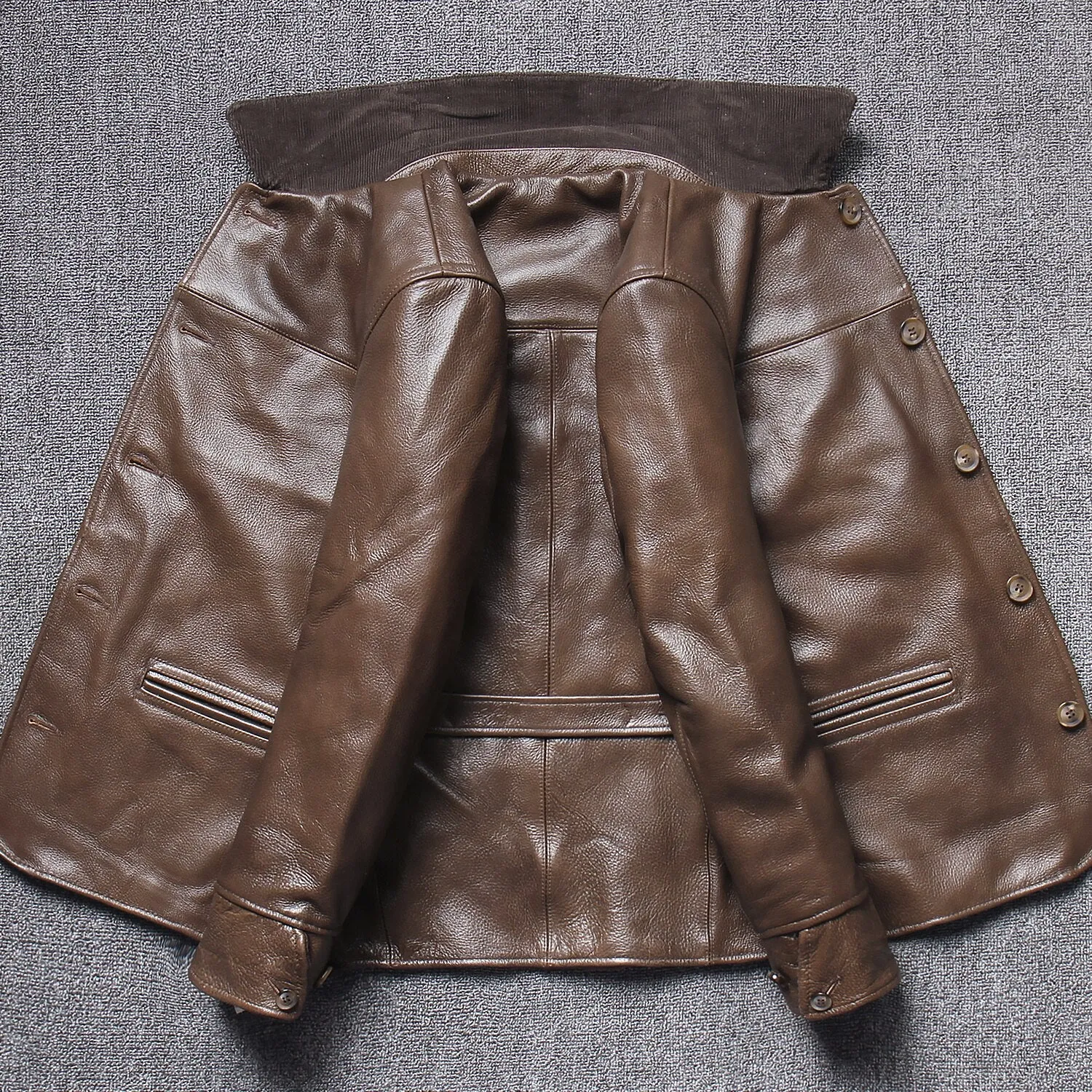 Business Casual Style Genuine Leather Jacket Single