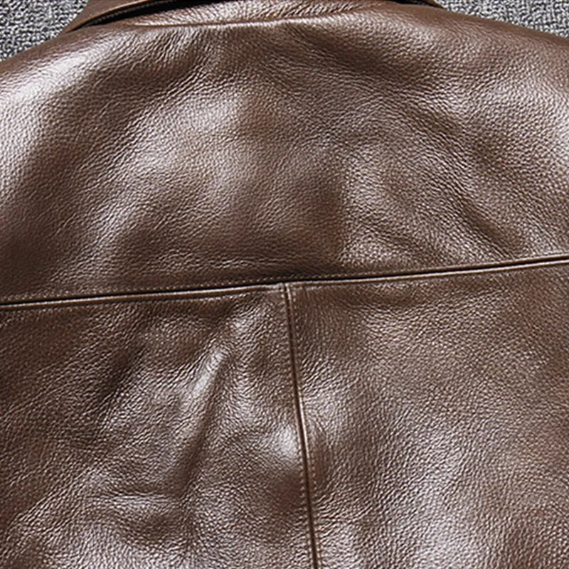 Business Casual Style Genuine Leather Jacket Single