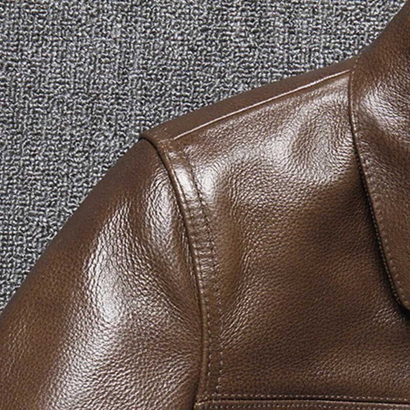 Business Casual Style Genuine Leather Jacket Single