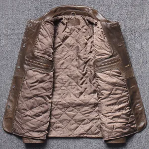 Business Casual Style Genuine Leather Jacket Single