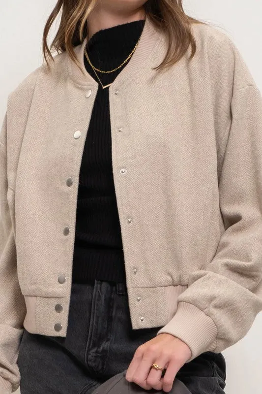Camel Snap Bomber Jacket