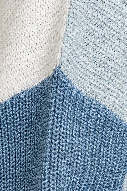 Color Block Oversize Mock Neck Sweater
