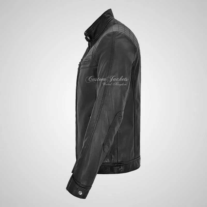 CONRAD Mens Leather Biker Jacket Black