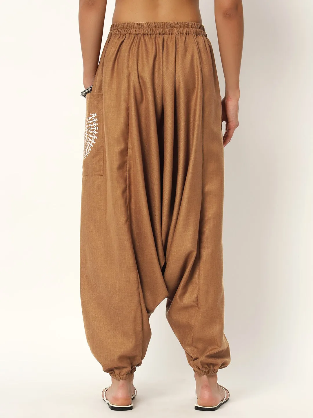 Cotton Printed Pocket Drop Crotch Pants