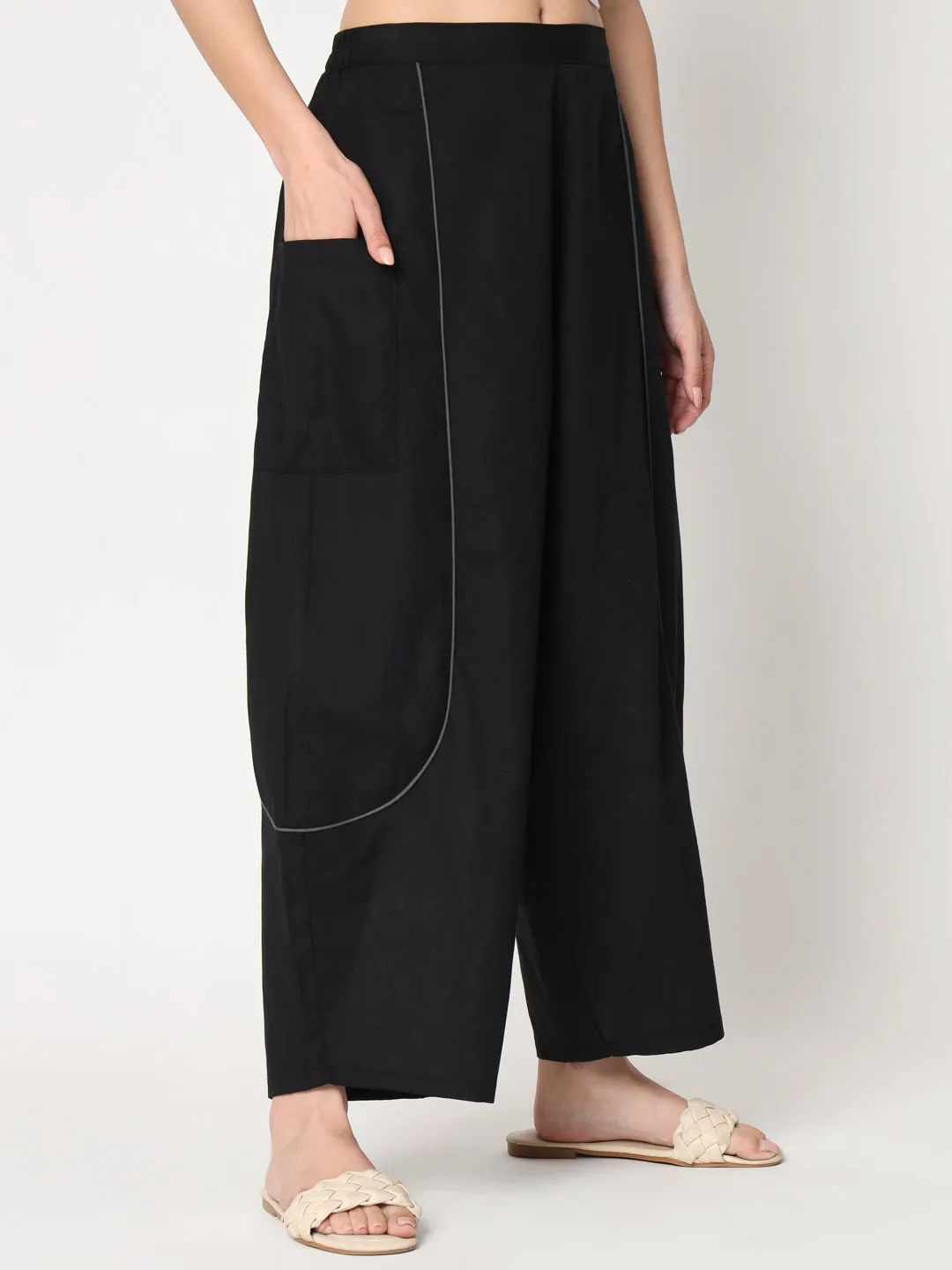Cotton Solid Balloon Trousers