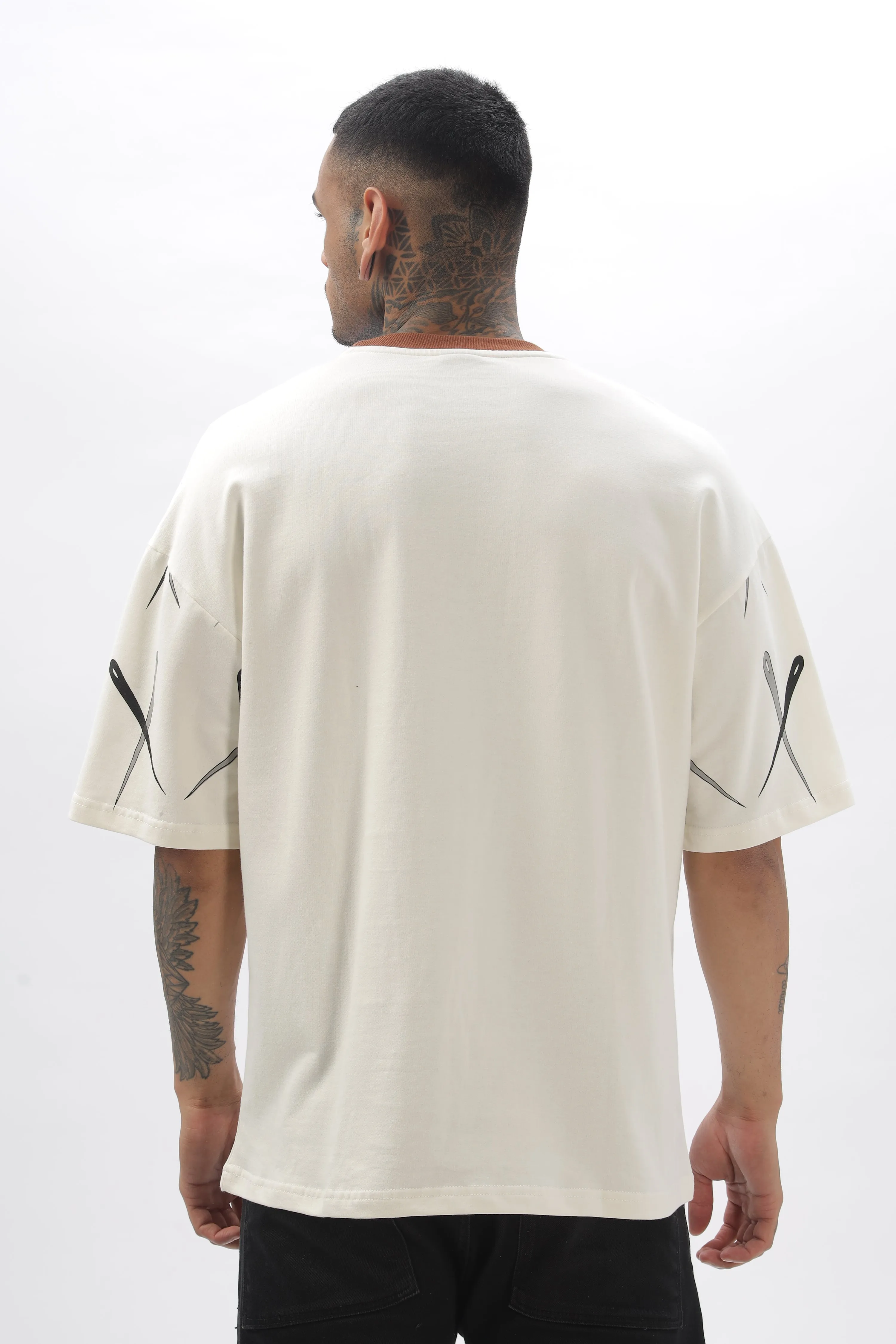 CrossBlock Maroon & Cream Dropshoulder Tee