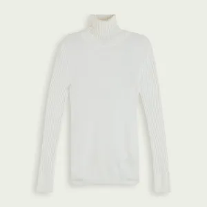 Diagonal Knit Turtleneck (Off-White)