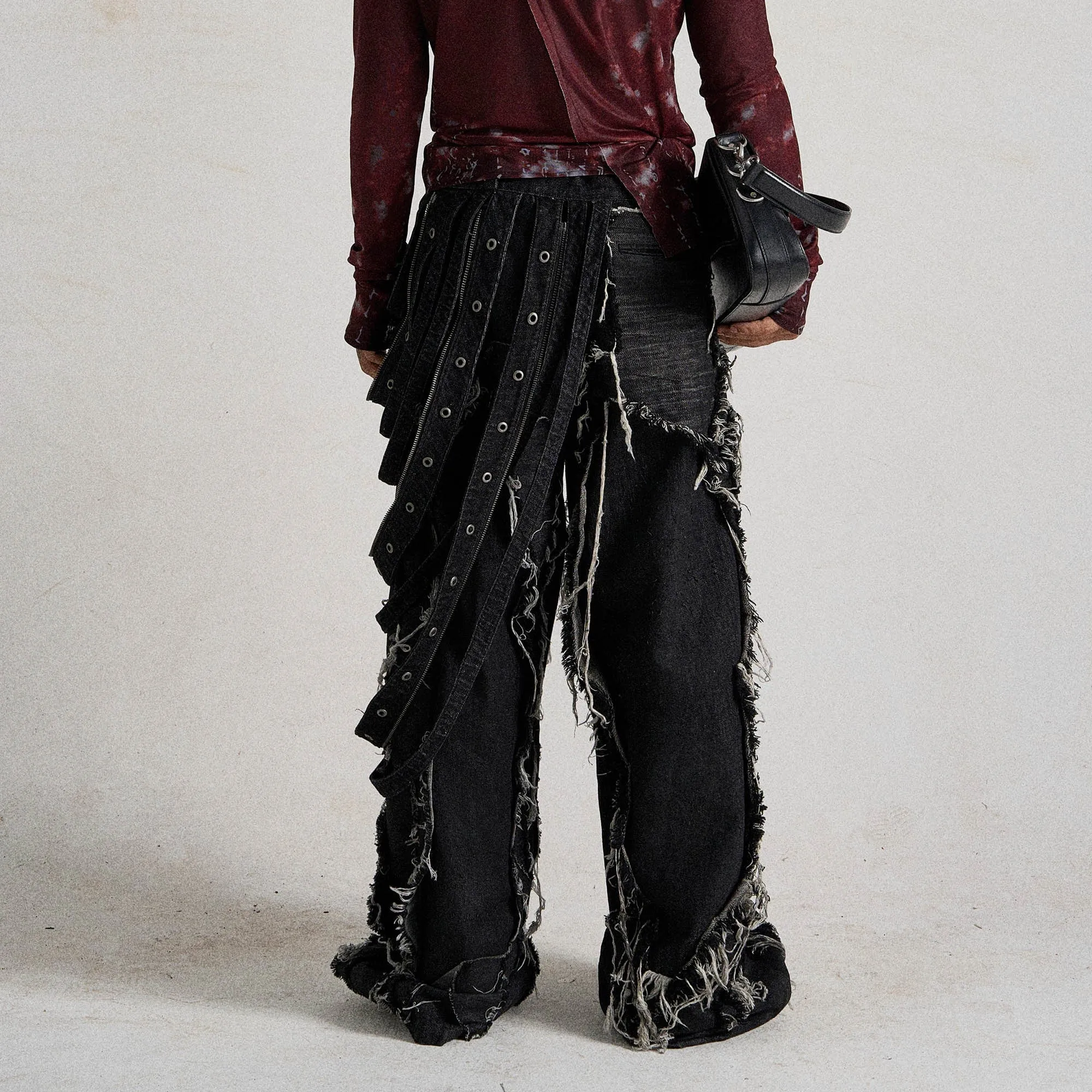 Distressed Denim with Harness Straps