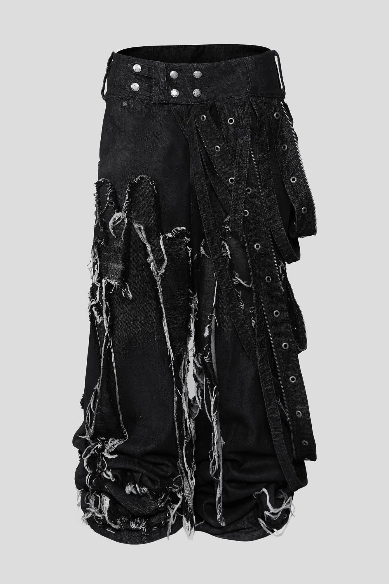 Distressed Denim with Harness Straps