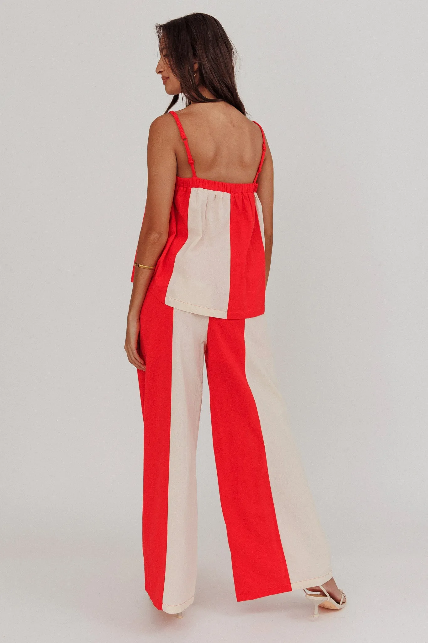 Dream Girl Contrast Wide Leg Pant Tomato Red
