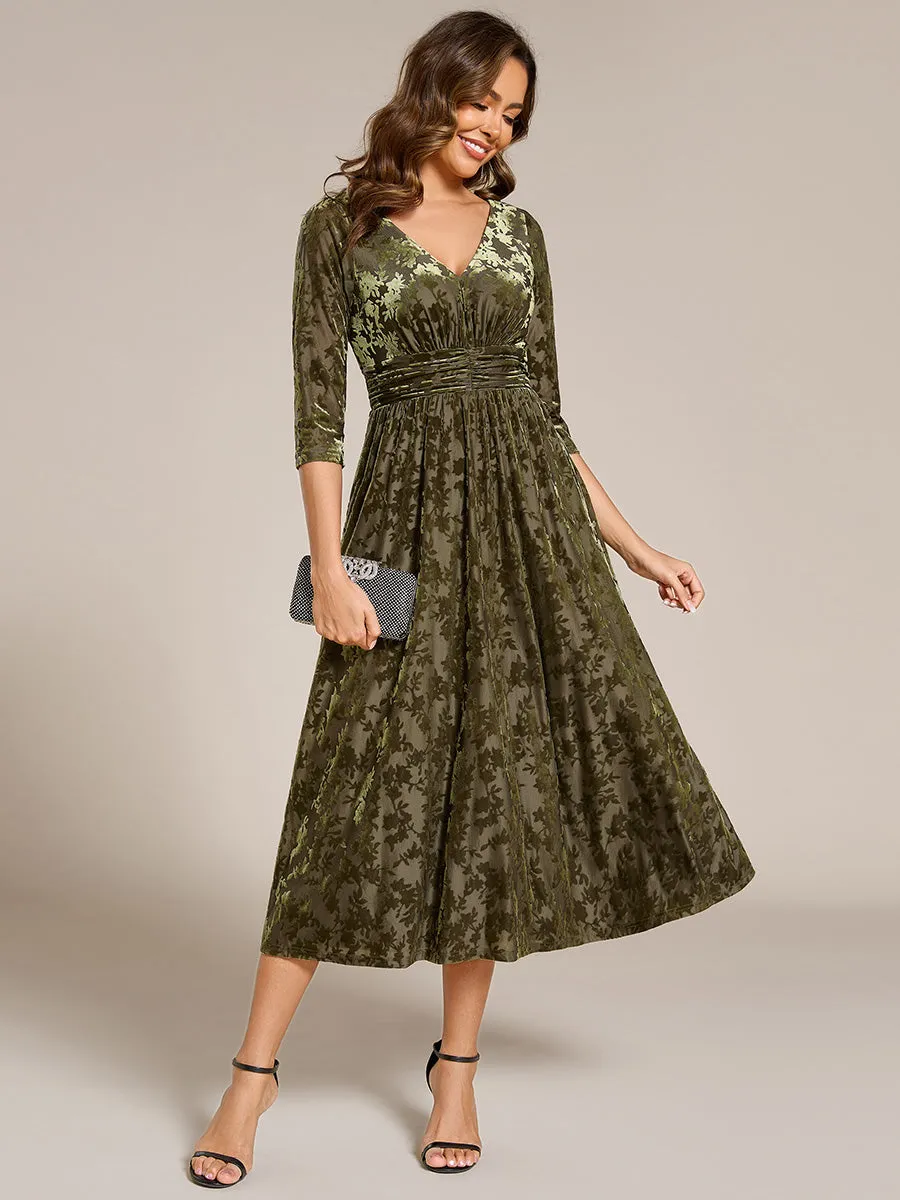 Exquisite High Stretch Jacquard Velvet Wedding Guest Dresses with Stretch Elastic Band