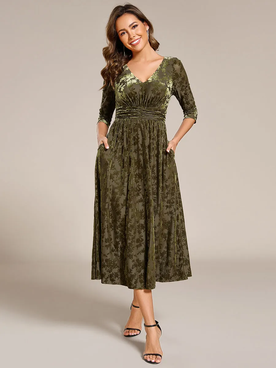 Exquisite High Stretch Jacquard Velvet Wedding Guest Dresses with Stretch Elastic Band