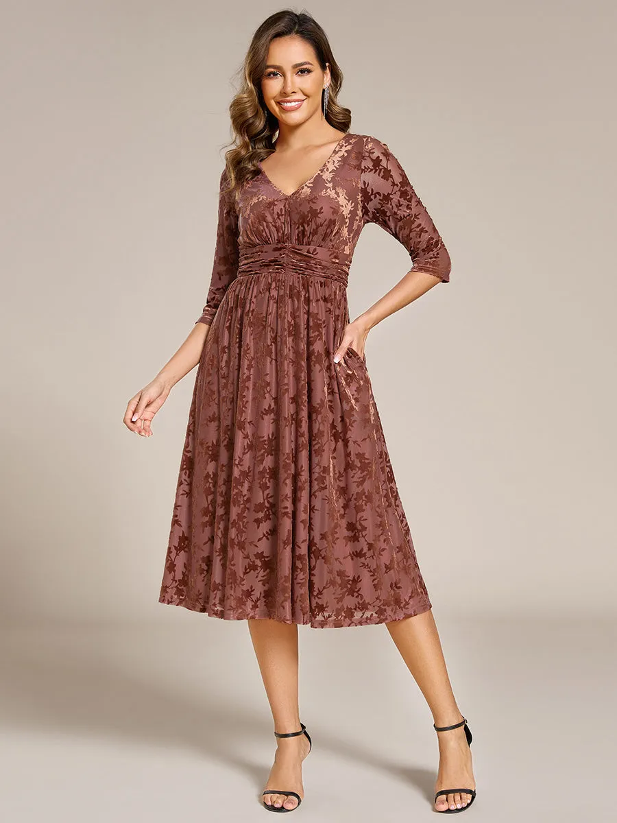 Exquisite High Stretch Jacquard Velvet Wedding Guest Dresses with Stretch Elastic Band