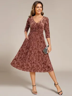Exquisite High Stretch Jacquard Velvet Wedding Guest Dresses with Stretch Elastic Band