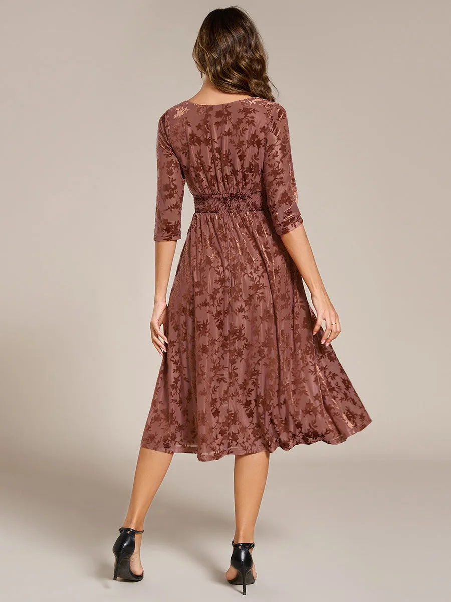 Exquisite High Stretch Jacquard Velvet Wedding Guest Dresses with Stretch Elastic Band