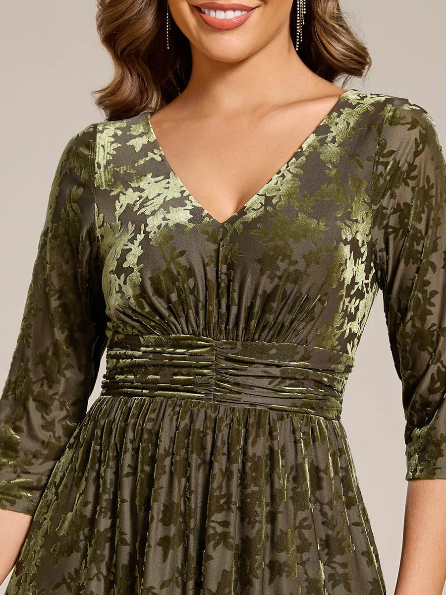 Exquisite High Stretch Jacquard Velvet Wedding Guest Dresses with Stretch Elastic Band