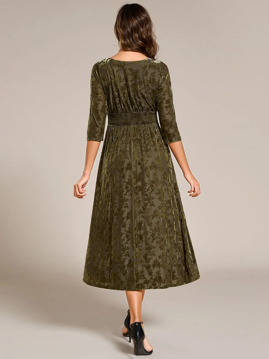 Exquisite High Stretch Jacquard Velvet Wedding Guest Dresses with Stretch Elastic Band