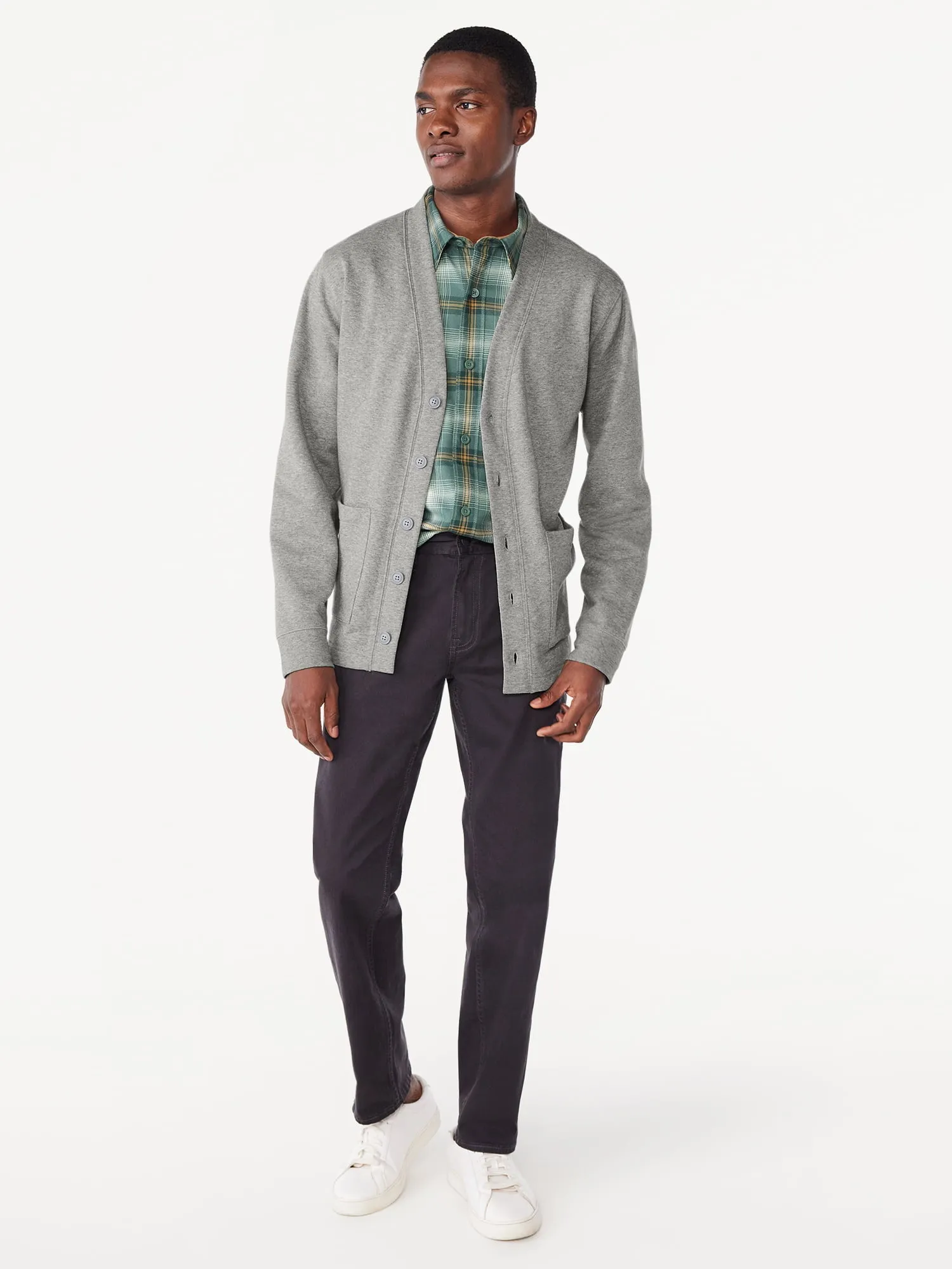 Free Assembly Men's Fleece Cardigan, Sizes XS-3XL
