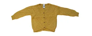 Girls Mustard Soft Knitted Button Down Long Sleeve Cardigan