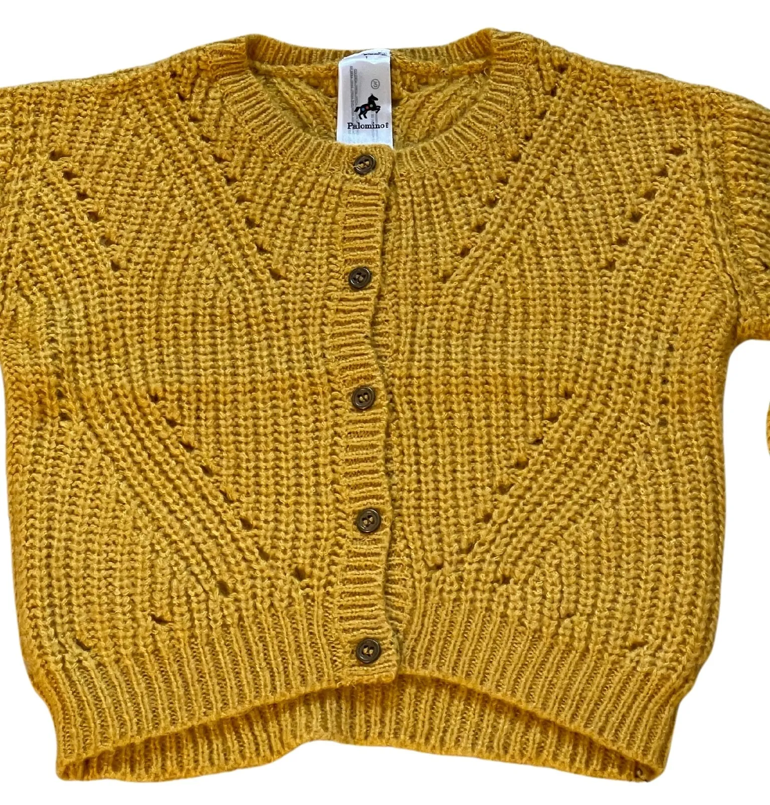 Girls Mustard Soft Knitted Button Down Long Sleeve Cardigan