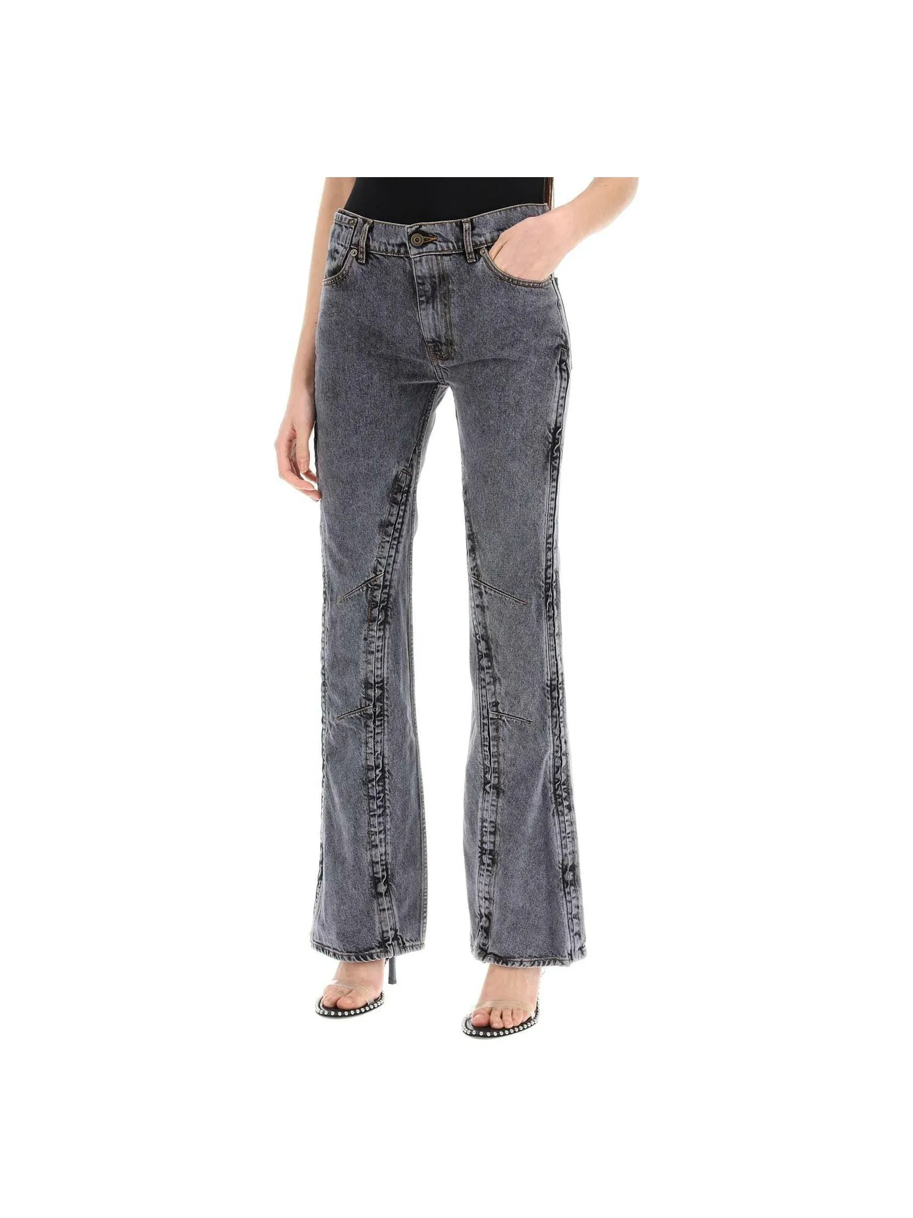 Hook and Eye Flared Denim Pants