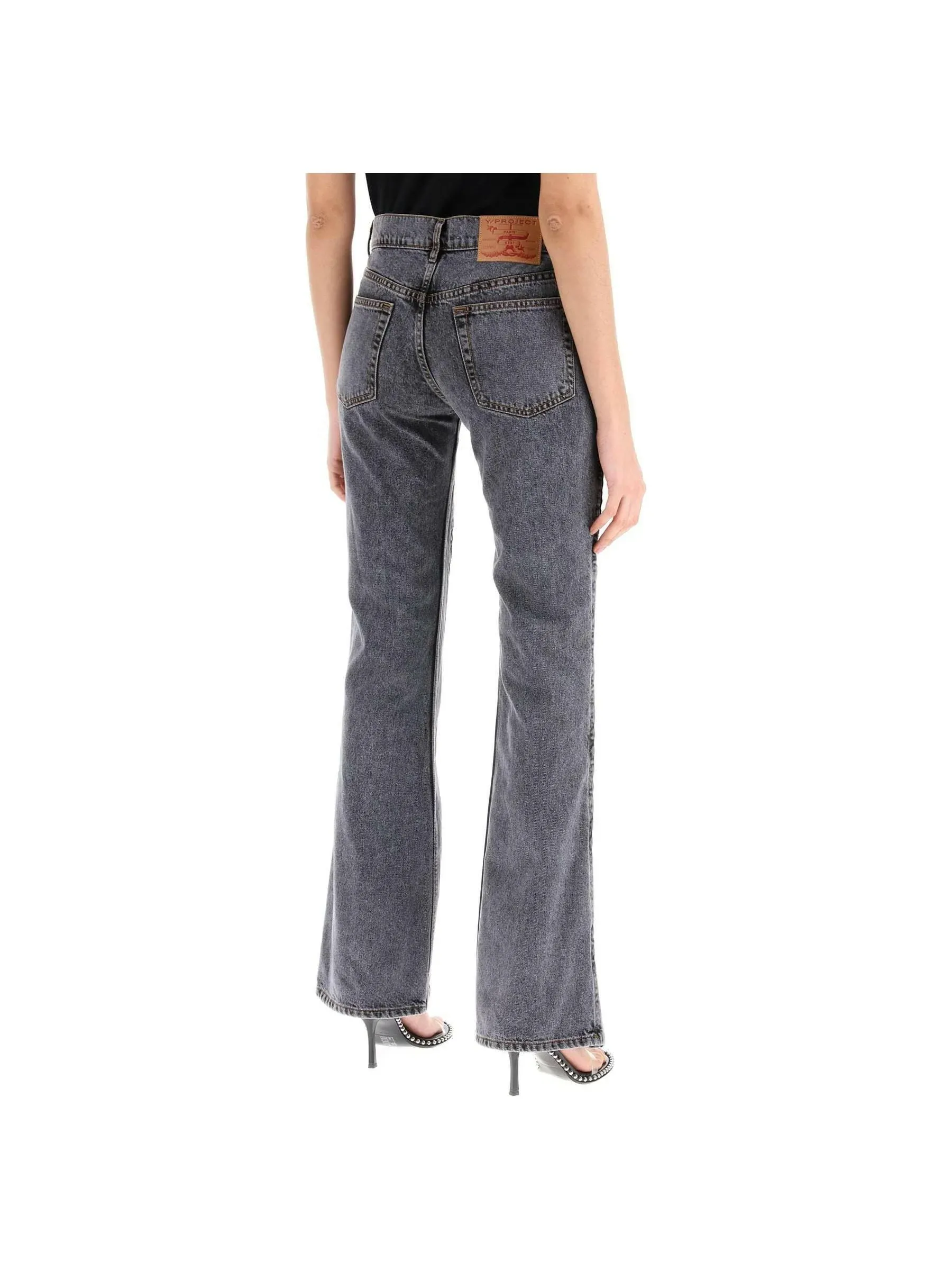 Hook and Eye Flared Denim Pants