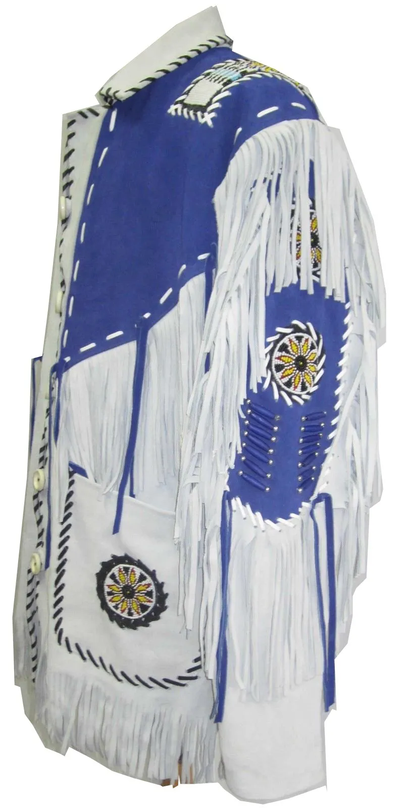 Indian Western Fringe Beaded  Leather Jacket - Omaha 141