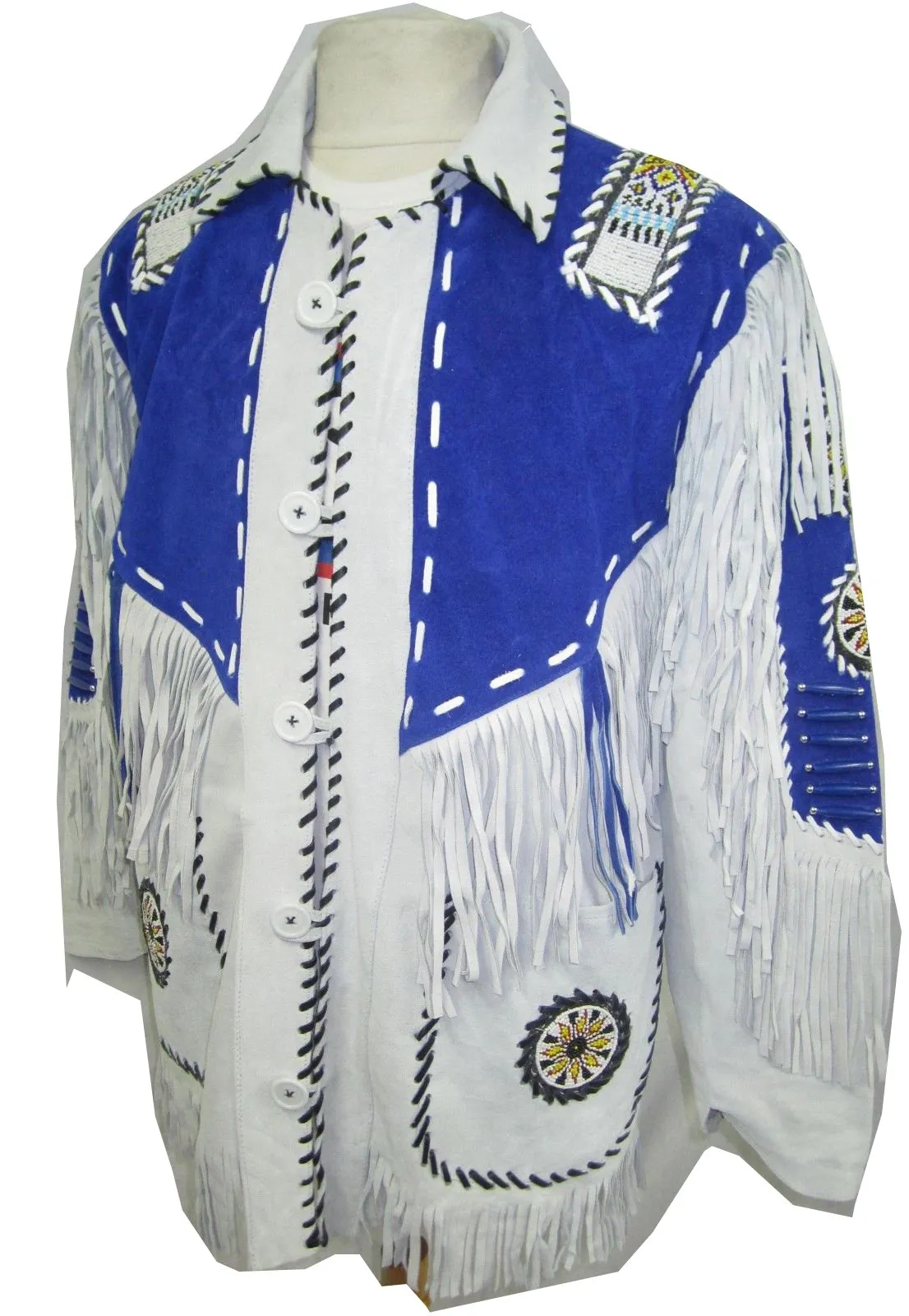 Indian Western Fringe Beaded  Leather Jacket - Omaha 141