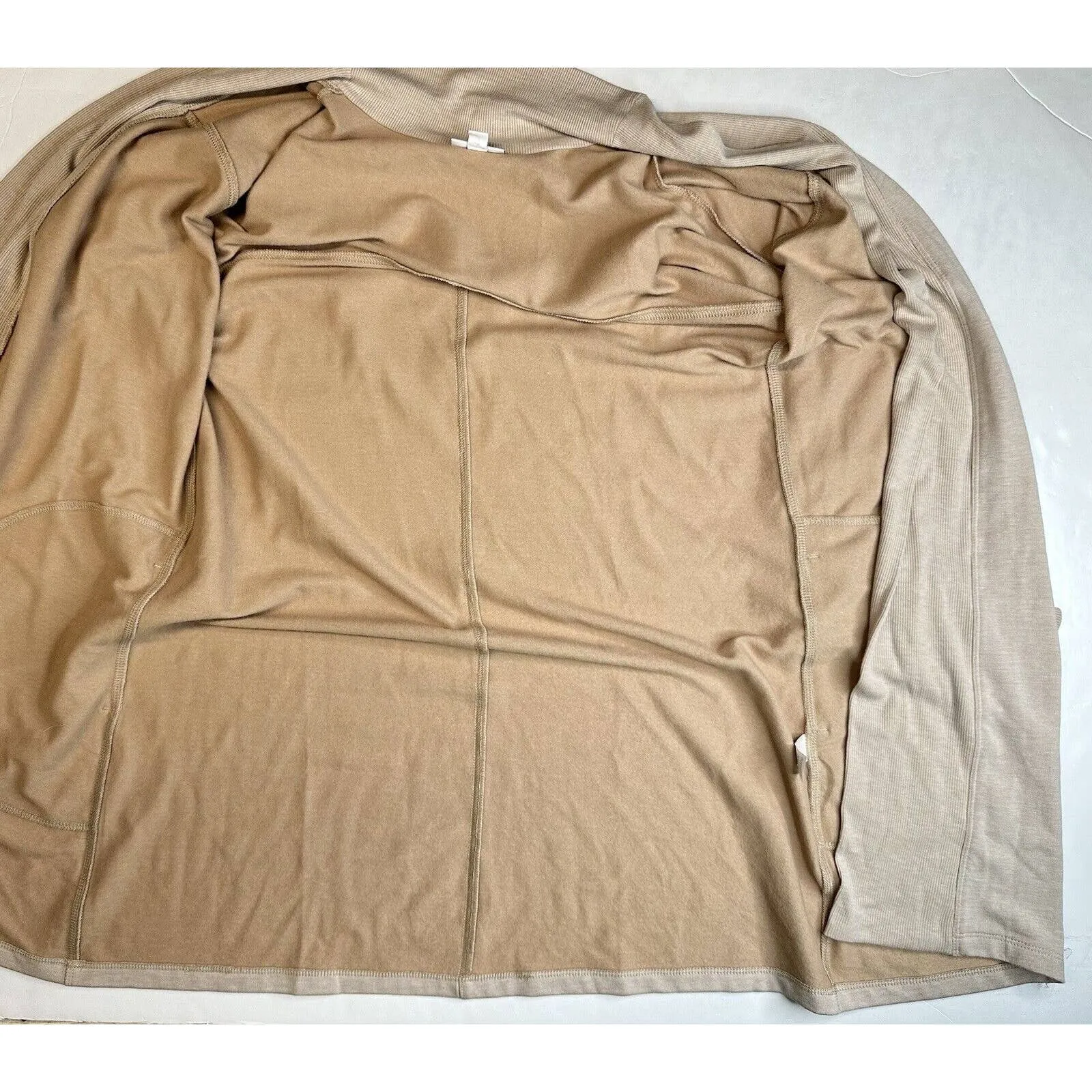 J.Jill Fit Open Front Cardigan Sz Medium Neutral Beige Long Sweater Modal Blend