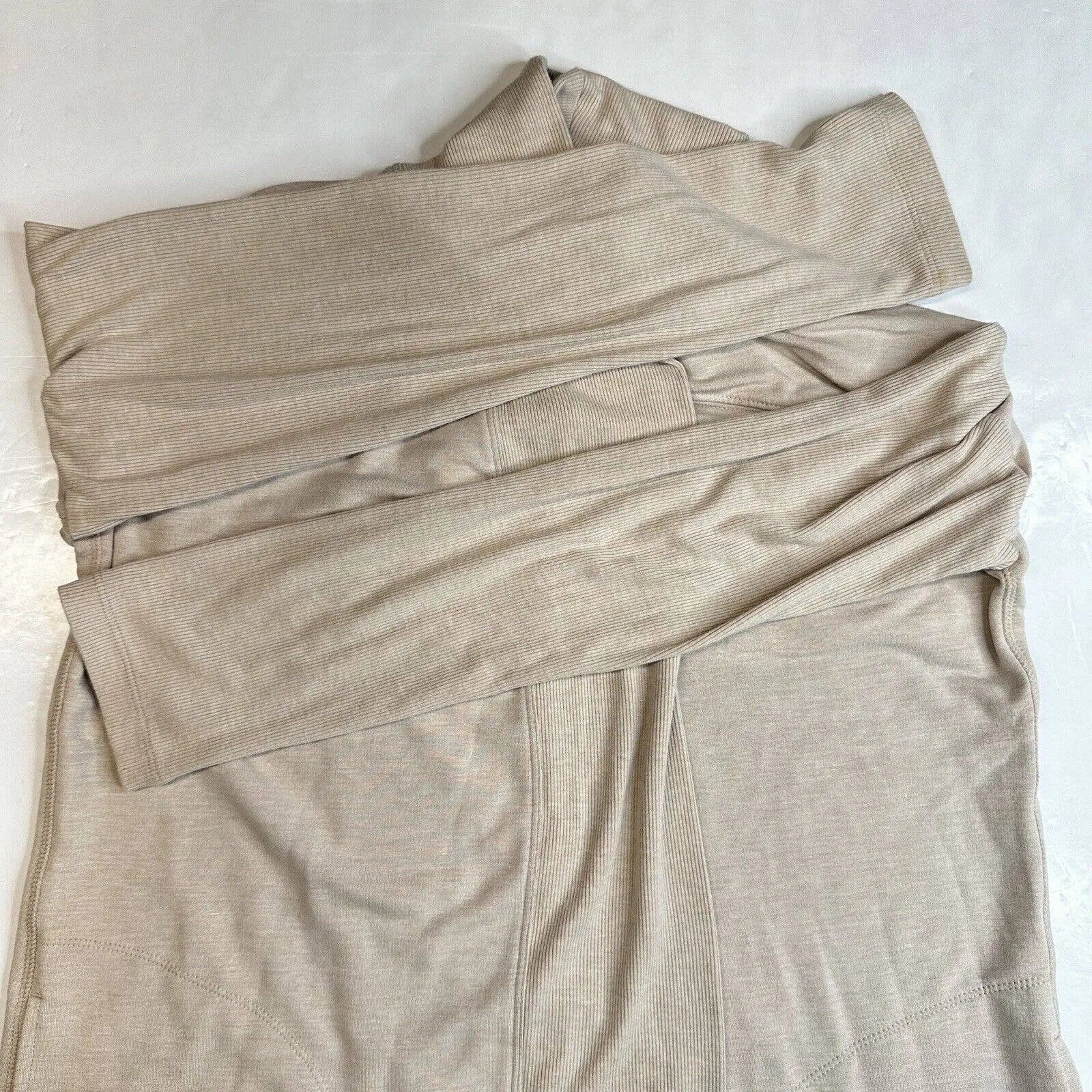 J.Jill Fit Open Front Cardigan Sz Medium Neutral Beige Long Sweater Modal Blend